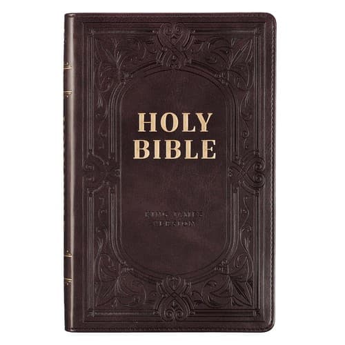  Dark Brown Faux Leather King James Version Deluxe Gift Bible with Thumb Index